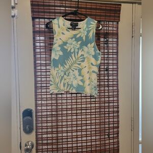 Floral Sleeveless Top - Blue and Cream